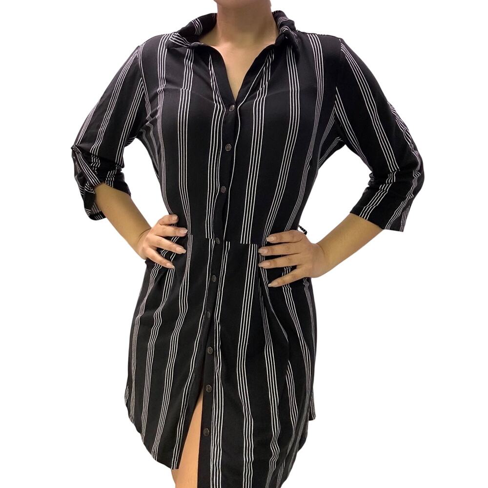 Women's Mindi Dress  Black and white Striped XL